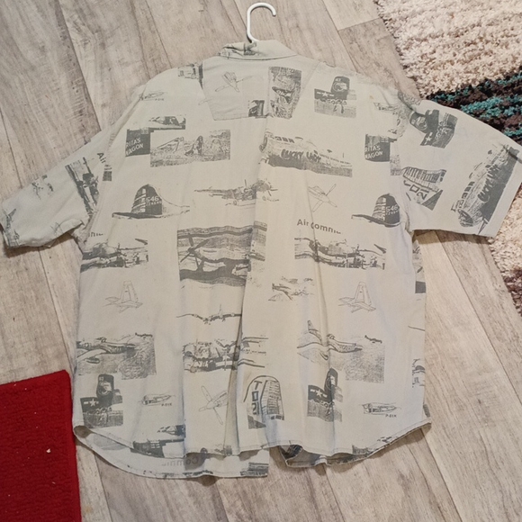 Mens Shirt Collared button up short sleeve Sz XL tan TEST PILOT Airplane print - Picture 8 of 13